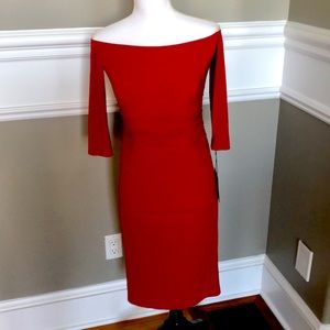 NWT Norma Kamali off shoulder shirred dress, XS